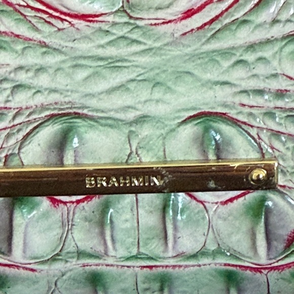 Brahmin Priscilla Melbourne in Julep Pink & Green Croc-Embossed Satchel. - Picture 3 of 16